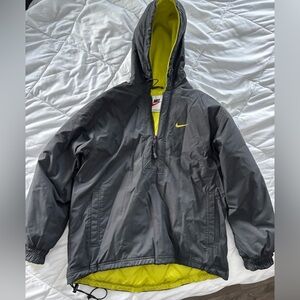 Nike ladies Black Hooded Puffer Jacket with Neon green Lining